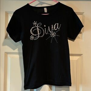 American Apparel Black Kids T-Shirt with Sparkling Diva Design